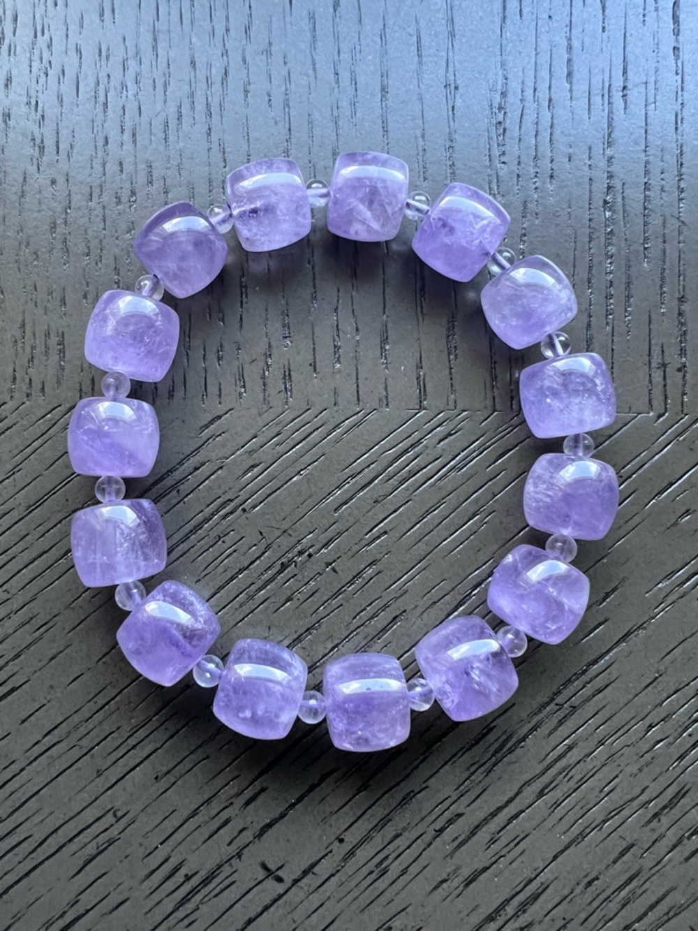 Lavender amethyst barrel bracelet 12mm SIZE 7’ - Picture 4 of 6